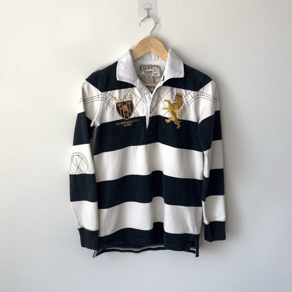 Rugby Ralph Lauren Striped Rugby Shirt Size S Lion Crest Patch RLFC Vintage Y2K